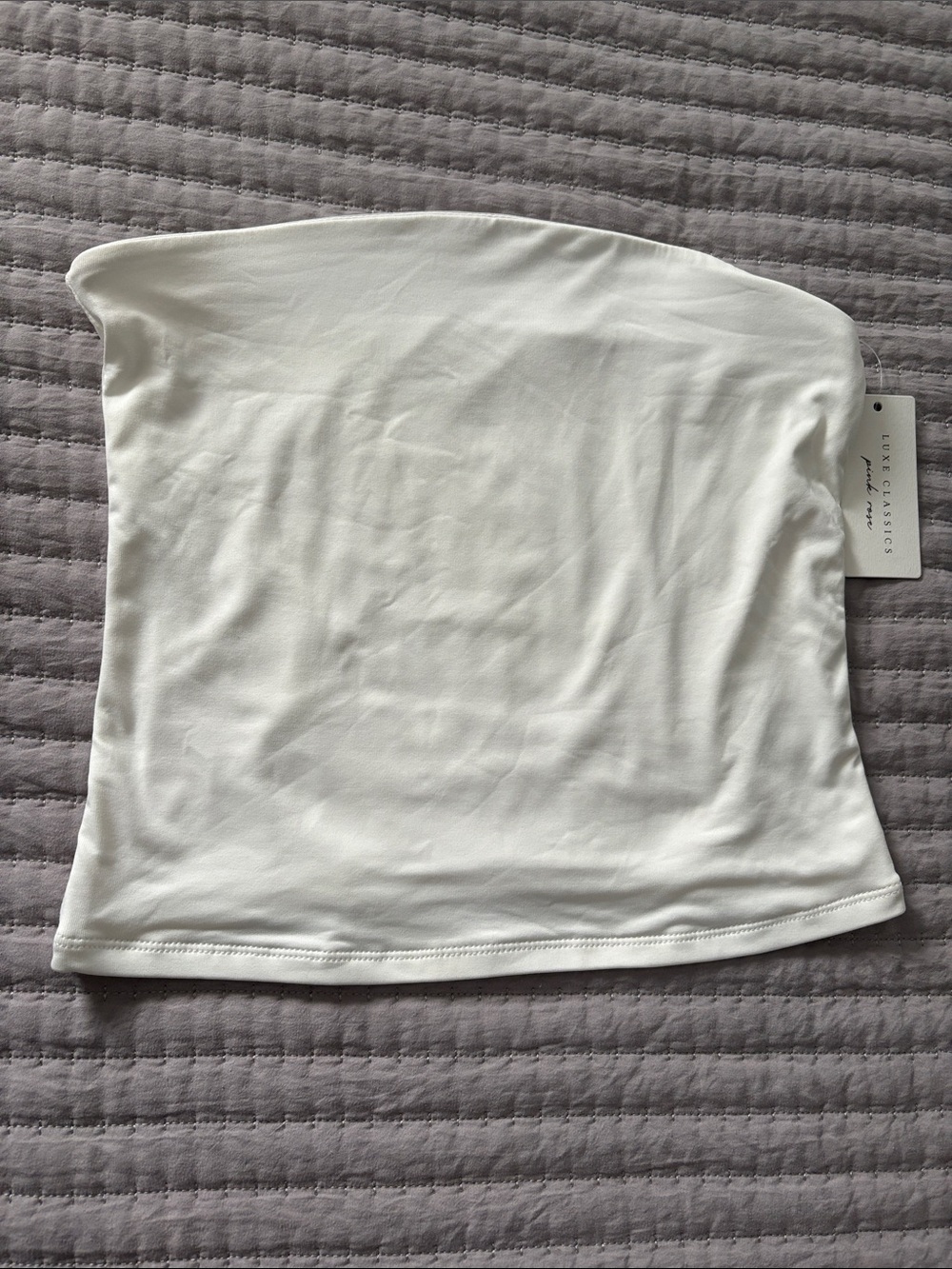 Pink Rose White Strapless Tube Crop Top